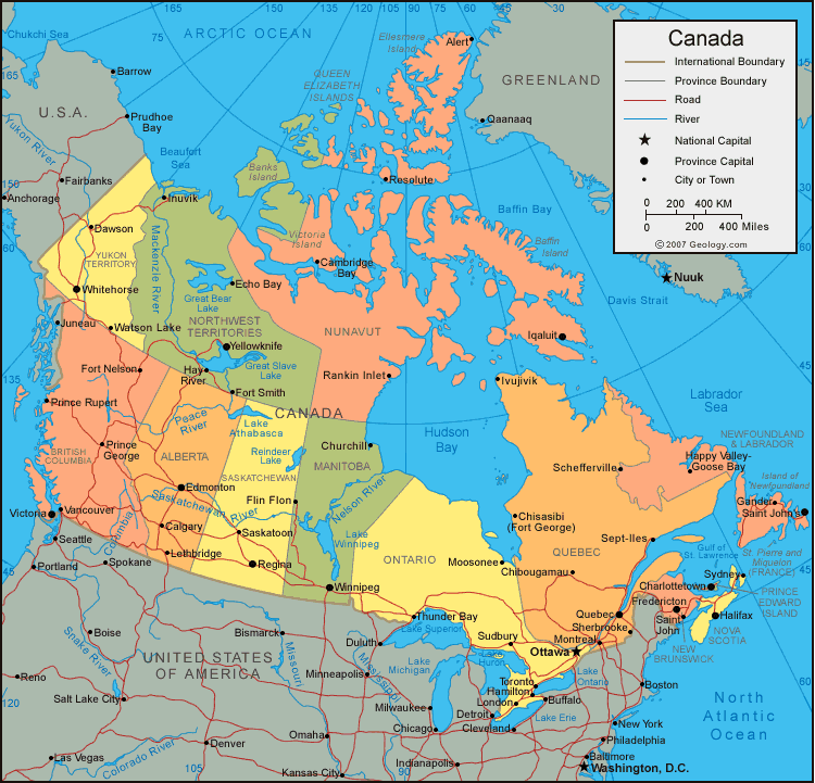 mapa do Canadá
